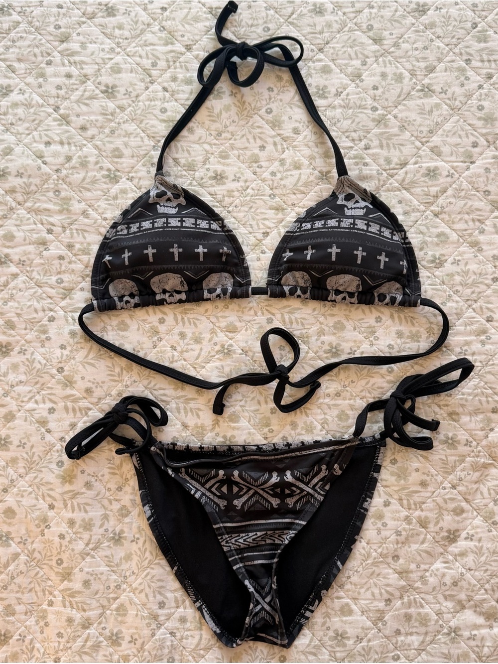Y2k Social Misfits black skull & cross bikini set